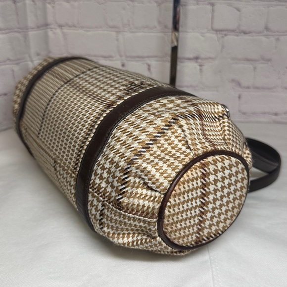 Lauren Ralph Lauren Houndstooth Barrel Baguette Shoulder Bag Purse 13.x5x3in - Picture 8 of 16